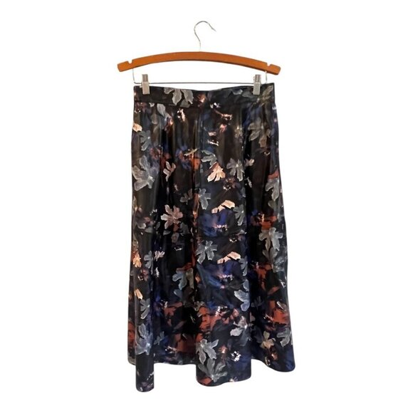ZARA Floral Printed Faux Leather Effect A-Line High Waist Skirt 7418/041 Small - Picture 5 of 10